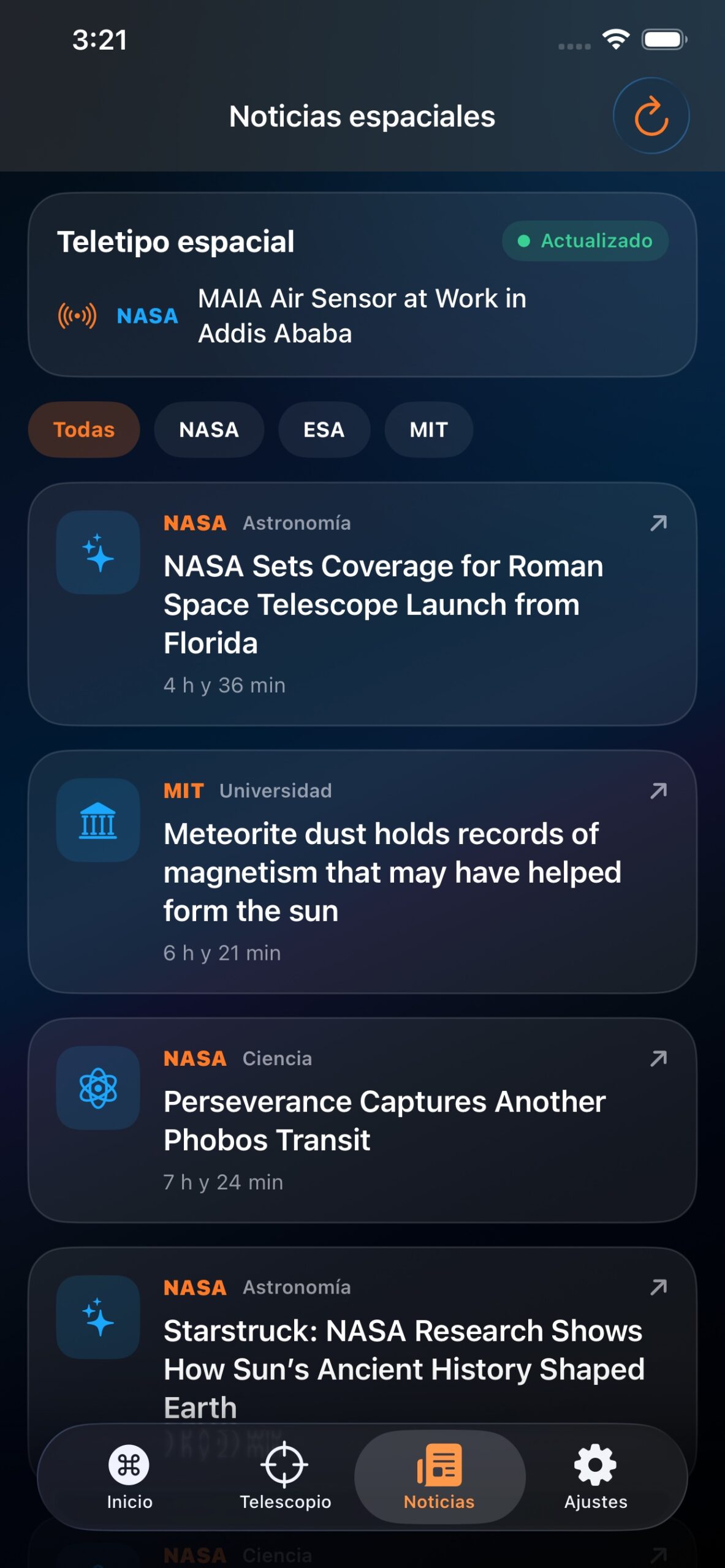 Noticias científicas en StarScope